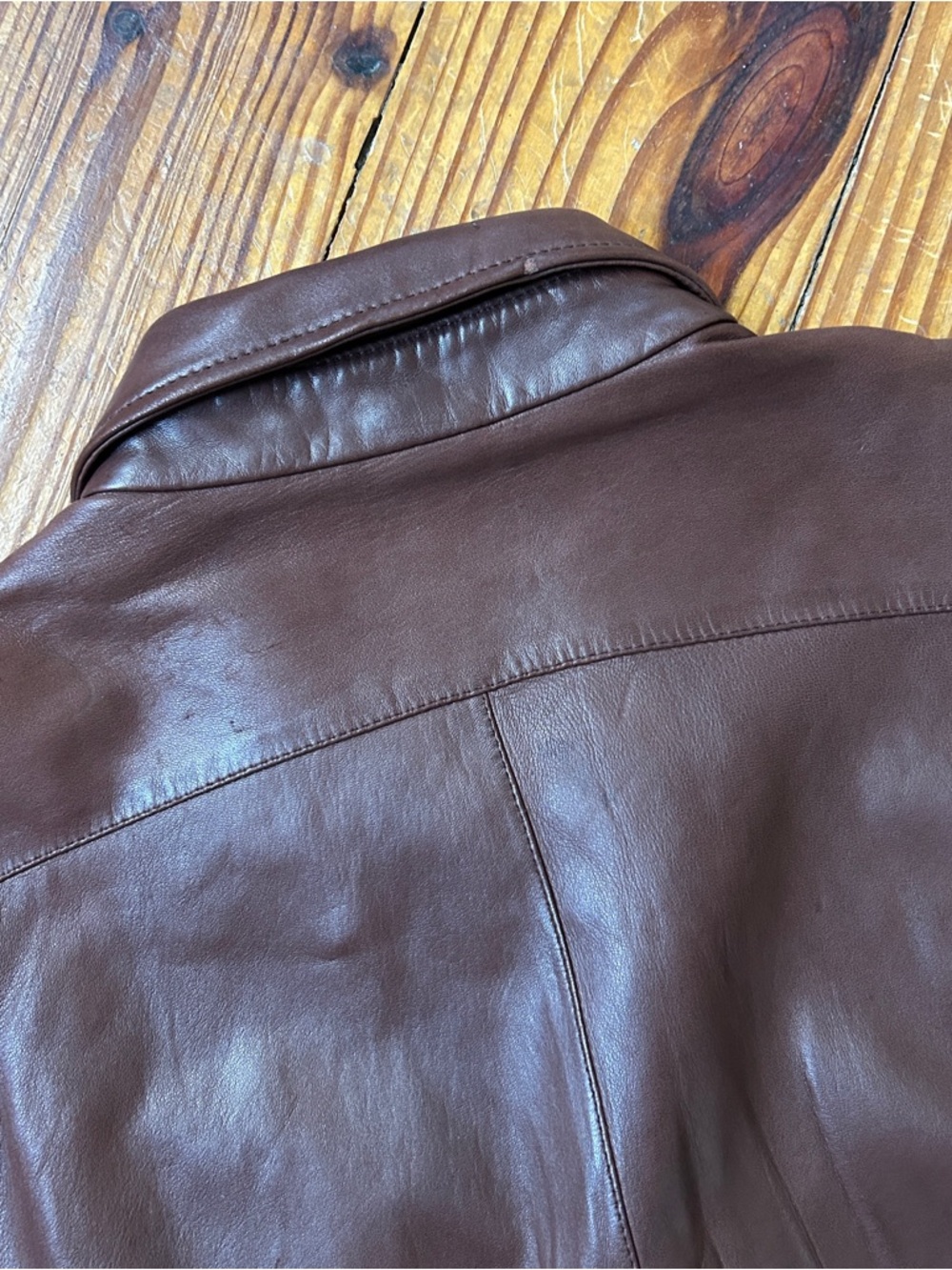 Ralph Lauren Purple Label Chocolate Brown Lambskin Button-Up Shirt Jacket - Picture 7 of 11